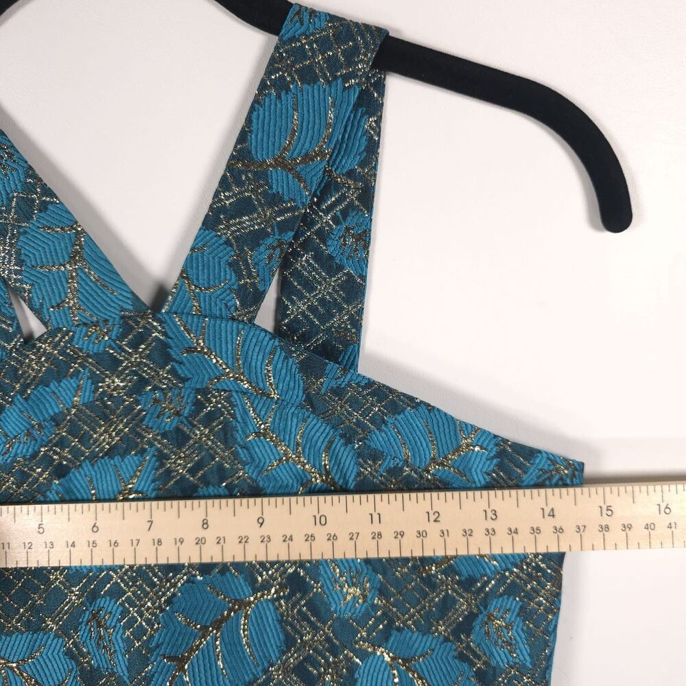 MISS BEHAVE GIRLS New Dress 12 Metallic Turquoise Fit Flare Pleated Stephanie - Picture 7 of 14